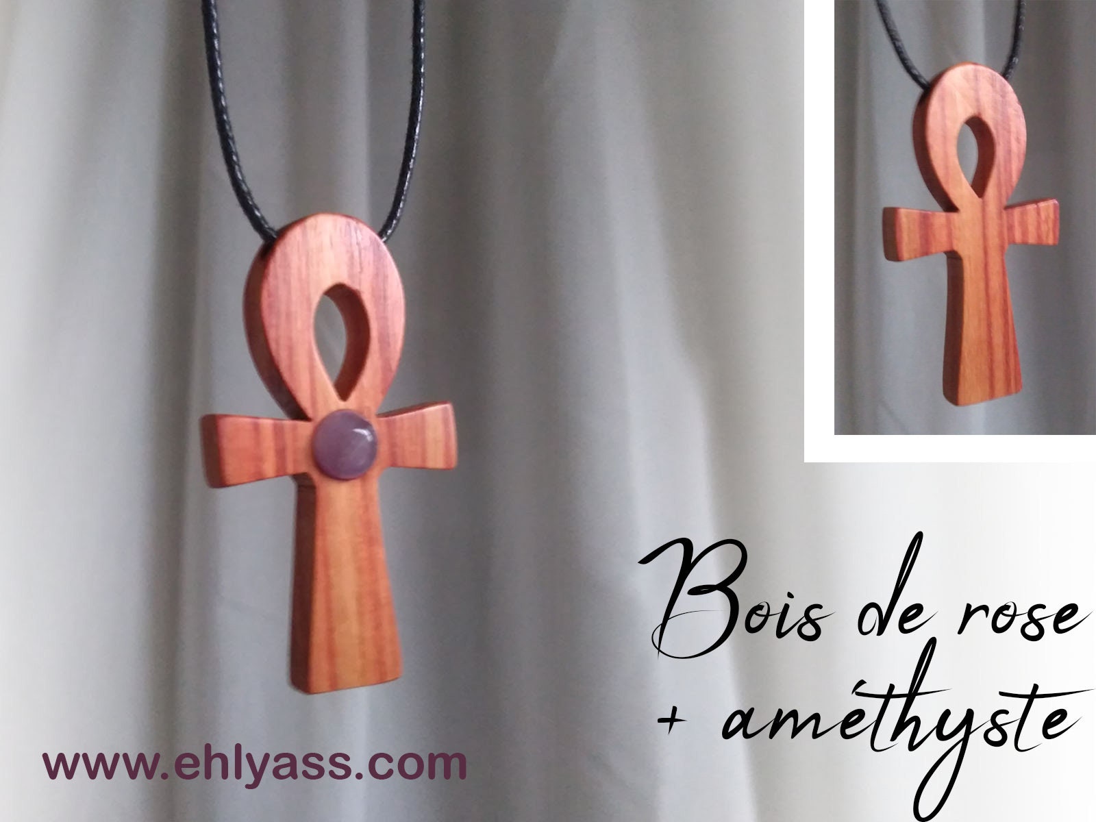 Collana Con Ciondolo In Legno Con Croce Egizia Ankh Da - Foto 11