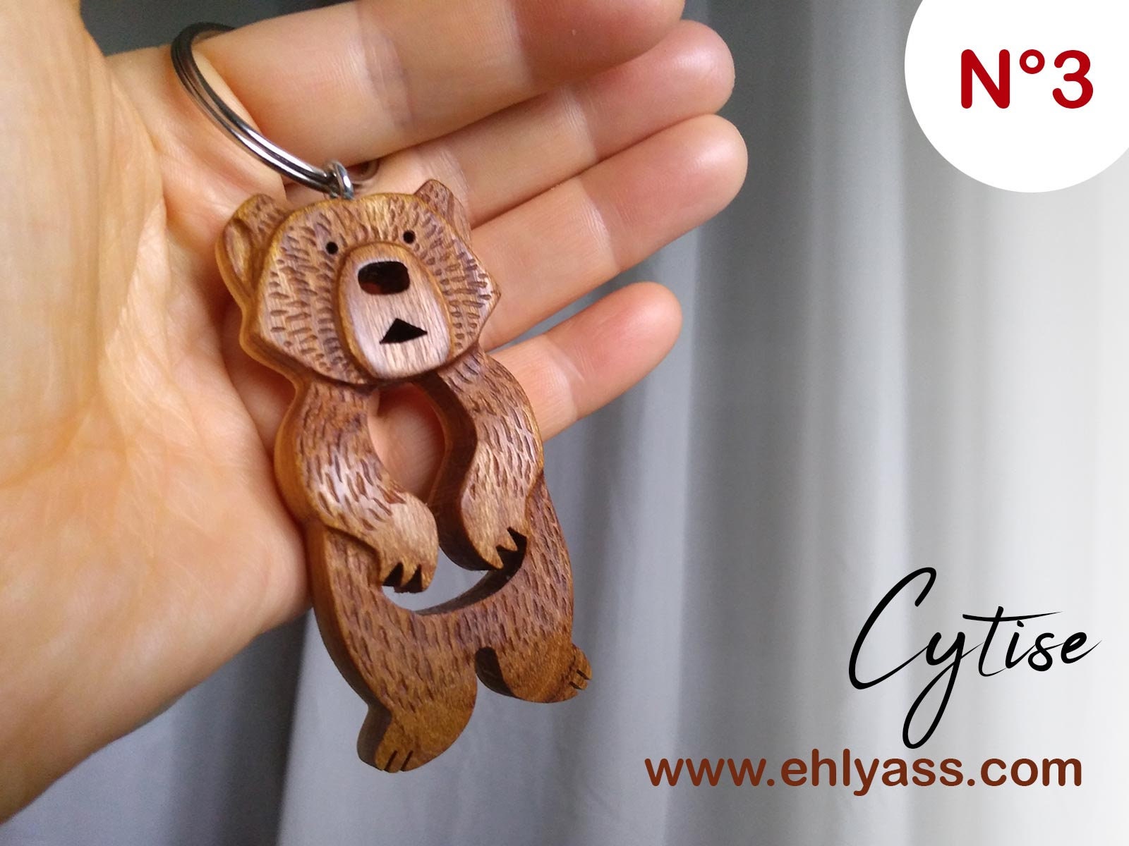 Bear Couple Keychains Friendship or Relationship Matching Wooden Keychain  Set 