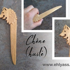 Abrecartas cortando papel de madera LOUP hecho a mano por Ehlyass