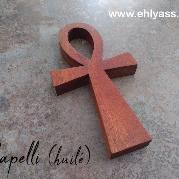 Sculpture en bois Ank / croix de vie égyptienne (format épais brut ou huilé) fait-main par Ehlyass