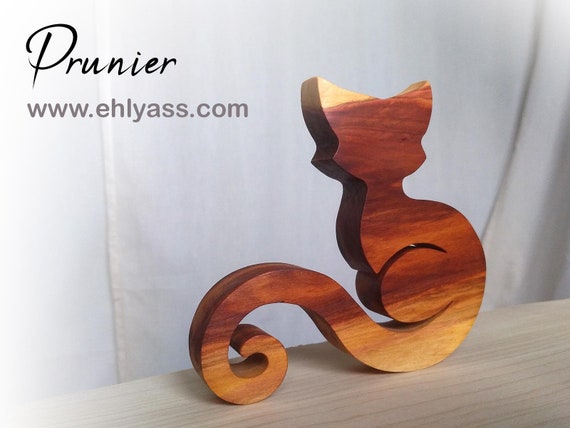 Sculpture De Chat En Bois - 25 Cm - Artisanale - Occasion
