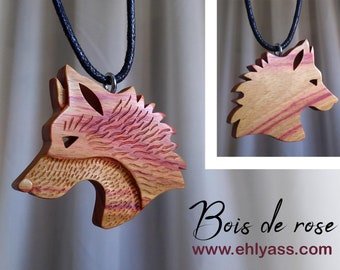 Handgemaakt gesneden Wolf houten amulet van Ehlyass