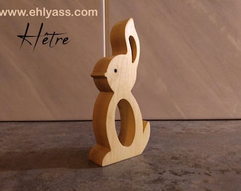 Rond de serviette en bois Lapin 3 (EPAIS) fait-main par Ehlyass