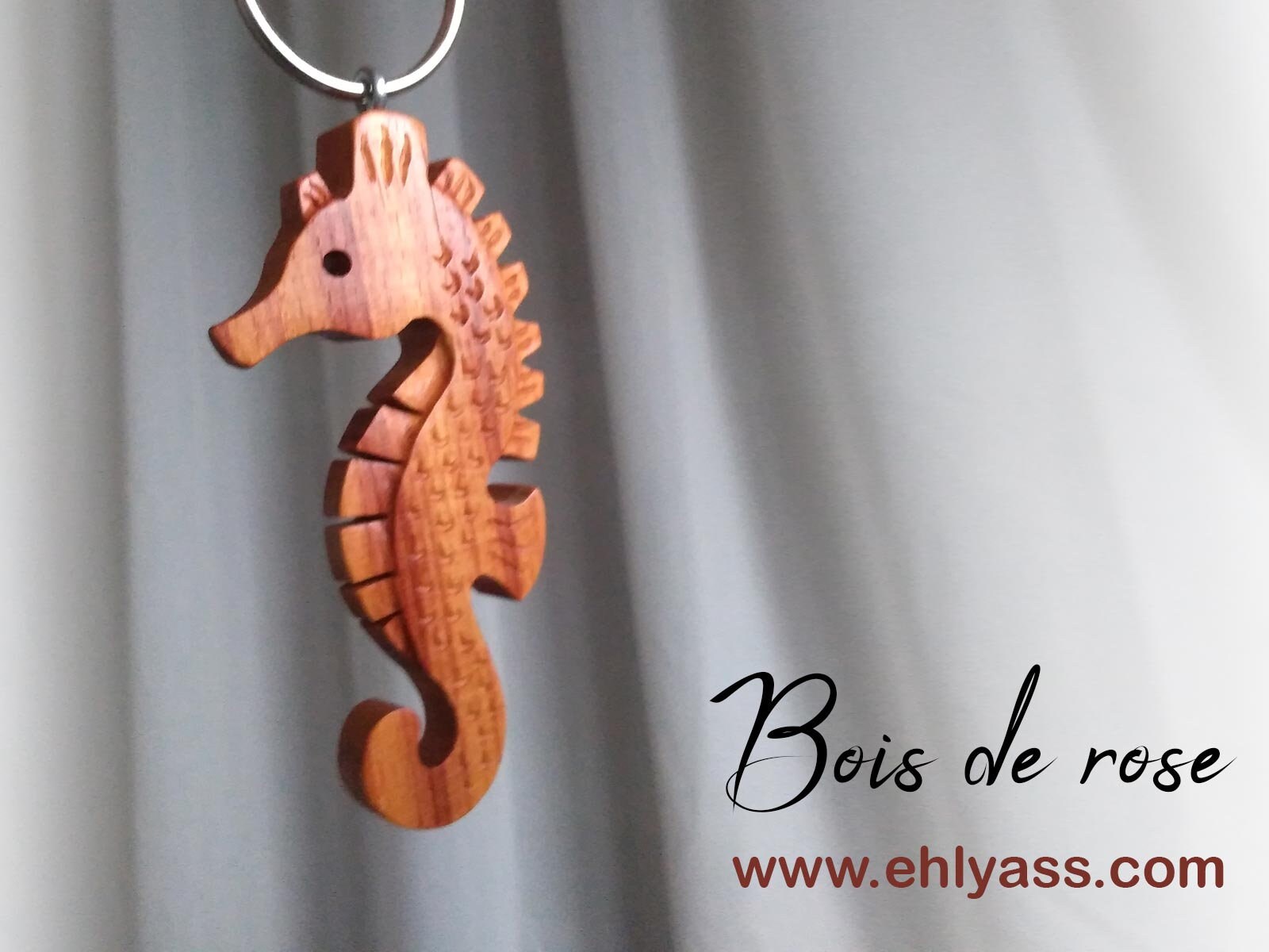 Handmade wooden Seahorse Key Chain Keyring
