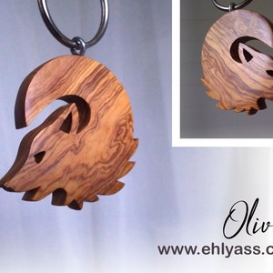 Handmade wooden keychain Wolf Moon (smooth) by Ehlyass