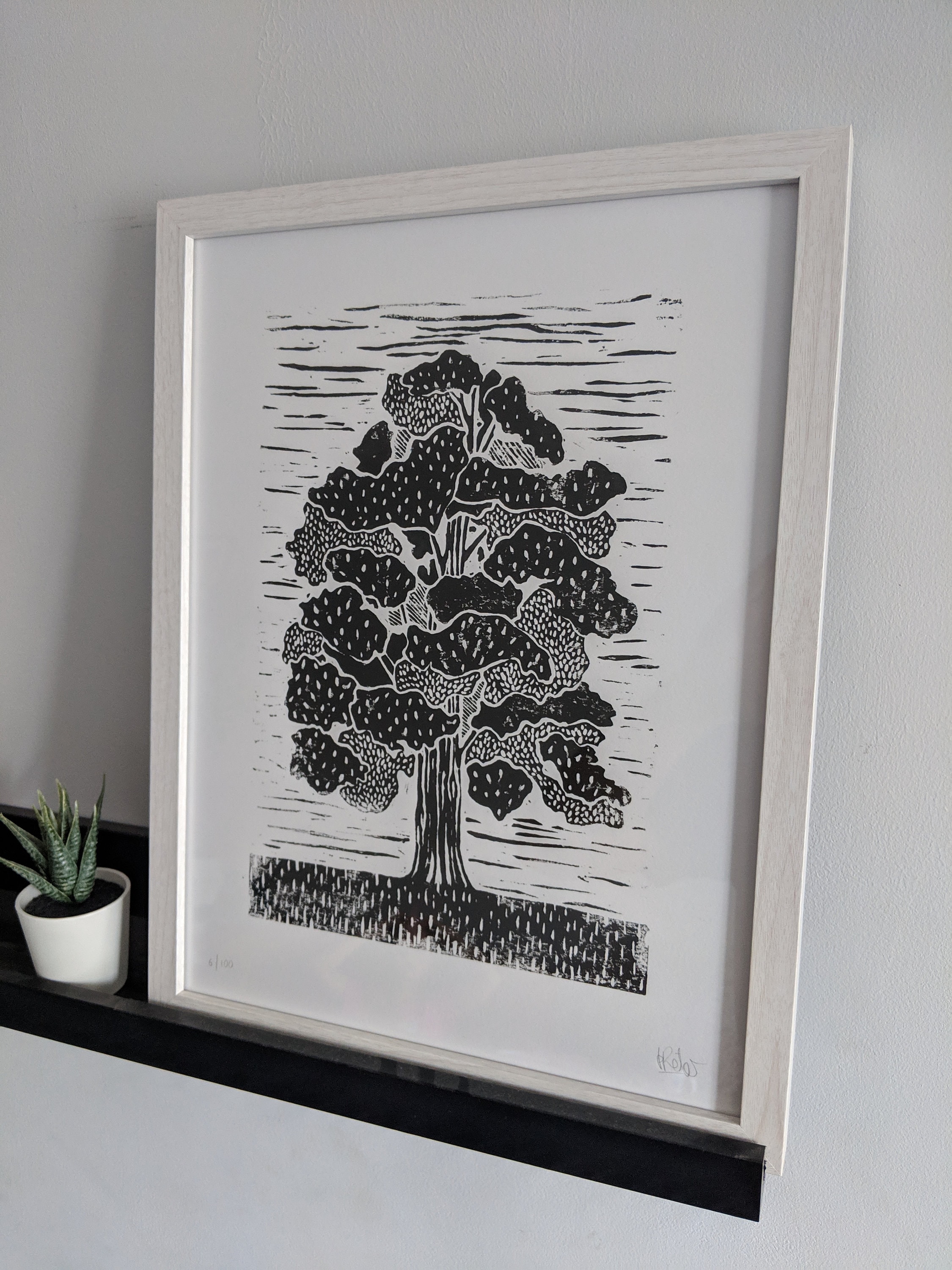 Oak Tree Linocut Print Hand Printed Tree Block Print Tree Etsy.de
