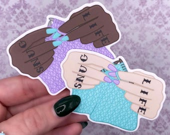 Funny Knitting Sticker | "Snug Life" | Tattooed Knitter Gift | Yarn Lover Vinyl Decal