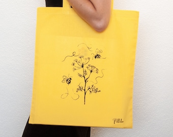 Bumble Bee Tote Bag // Screen Printed Nature Tote Bag