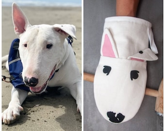 Custom English Bull Terrier Oven Mitt | Handmade Pet portrait Kitchen glove