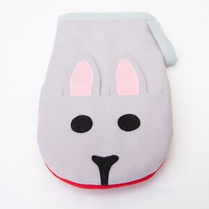 Bunny oven mitt view from the front