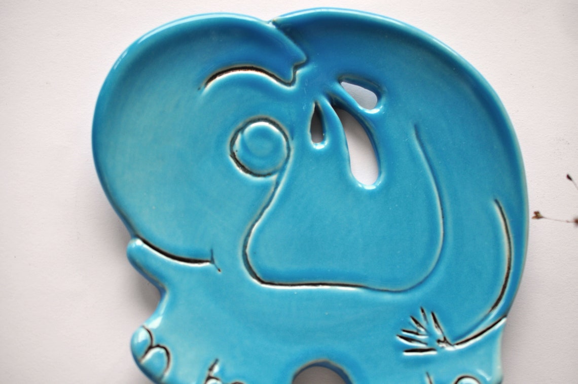 Blue elephant Ceramic Glaze soap dish Bathroom accessories Etsy