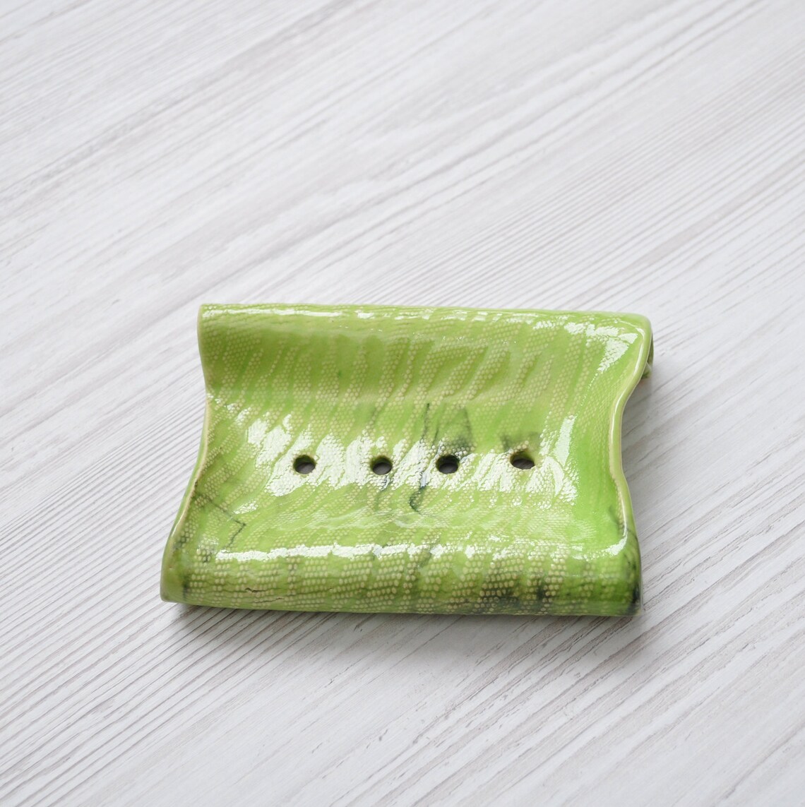 Green raised soap dish Handmade ceramic glaze Bathroom Etsy