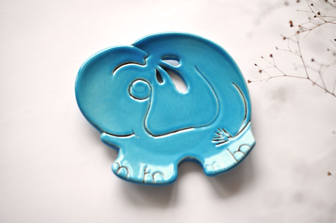 Blue elephant Ceramic Glaze soap dish Bathroom accessories Etsy