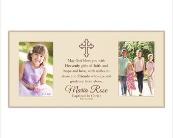 Personalized Baptism Photo Frame, Baptism Picture Frame, Baptism Gift "May God bless you with Heavenly gifts of faith and hope and love..."