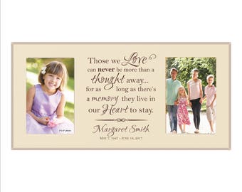 Personalized In Memory Photo Frame, In Loving Memory Double Picture Frame, "Those we love can never be more than a thought away" Bereavement