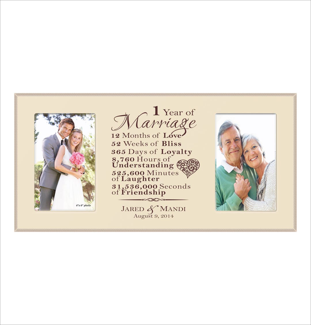 Personalized Anniversary Frame 1st Anniversary 1 Year of Etsy