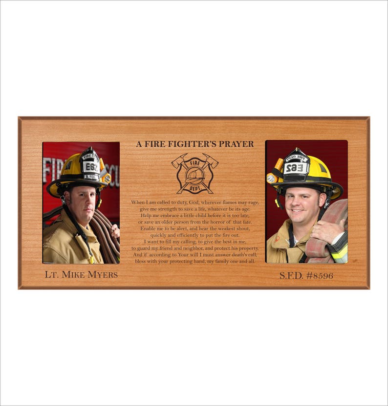 Personalized Firefighter S Prayer Frame Photo Fire Fighter Picture Double