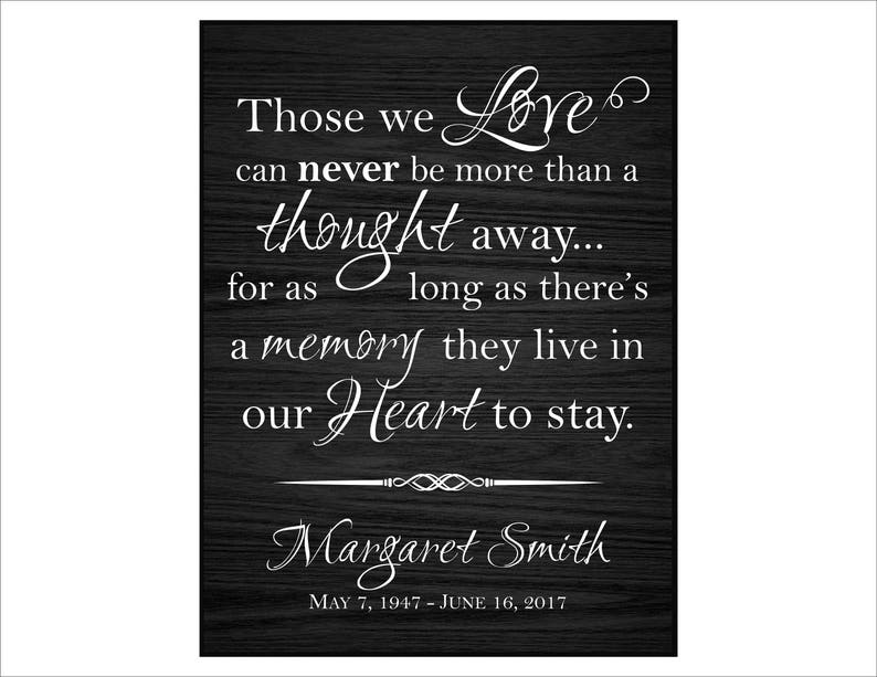 Personalized In Memory Plaque, In Loving Memory, Memorial Gift, Those we love can never be more than a thought away...for as long as... image 3