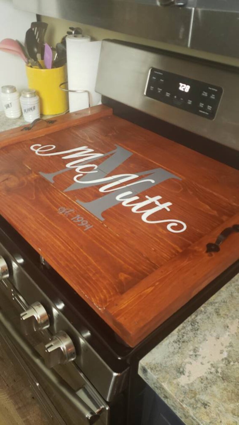 Monogram Noodle Board Stovetop Cover | Etsy