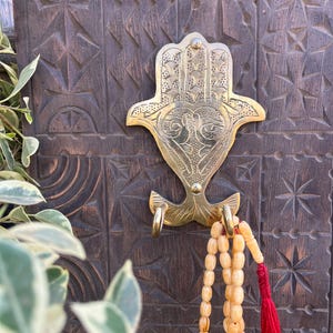 Khamsa free shipping Vintage unlacquered brass Moroccan Hamsa Hand Door Knocker hand of fatima