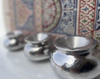 Set of 3 Handmade cigar Ashtrays Smokeless moroccan ashtray, Ashtrays White Metal | Crafted in Moroccan Ashtray with metal,handmade Ashtray,