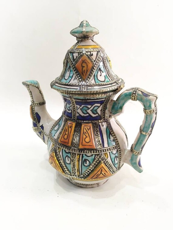 Buy Morocco Kettle Ceramic, Vintage Moroccan Teapot Earthenware Pot Metal  Filigree Decorative Pot Home Decor Gift/ Online in India 
