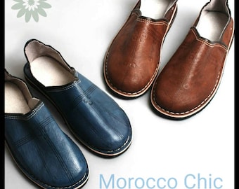 Marokkanische Leder Berber Babouche handgemachte Hausschuhe 100 % Leder, (Berberschuhe)