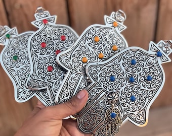 Free shipping Hamsa wall decor, , wall hanging hamsa, metal hamsa decor home, (khamsa), the hand of fatima with decorative motif Arabic