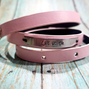 Leather Wrap Bracelet in Blush Pink