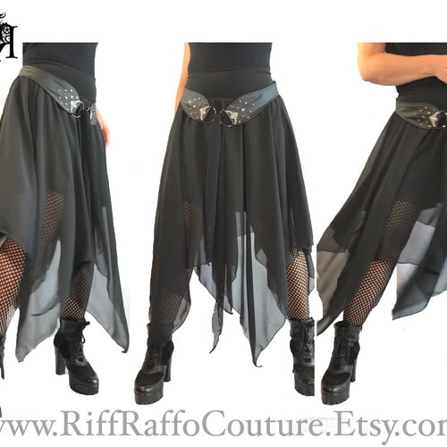 Pointy Witchy Long Chiffon Maxi Skirt Full Circle Asymmetric - Etsy