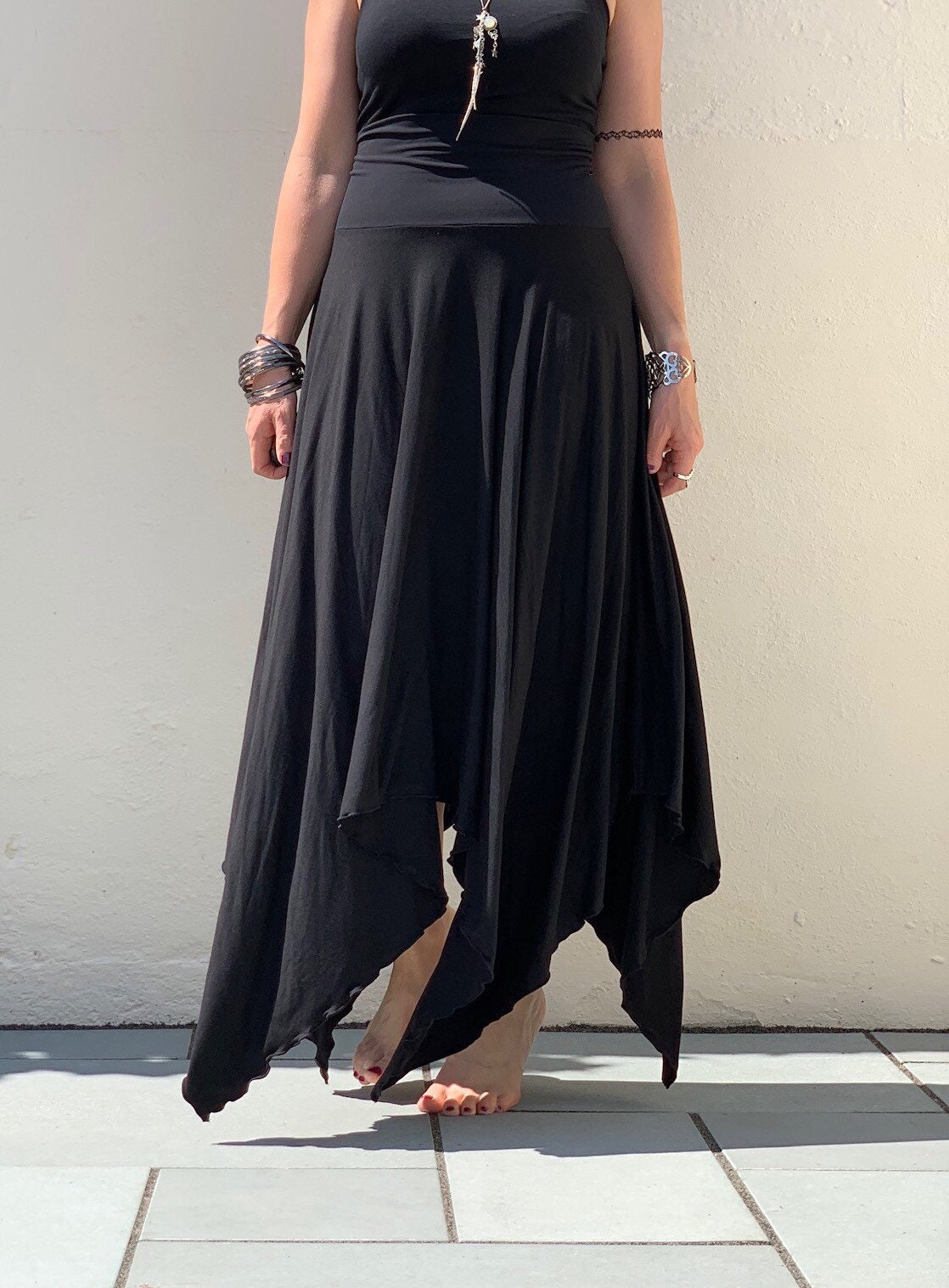 Pointy Witchy Long Jersey Maxi Skirt Stretchy Full Circle - Etsy