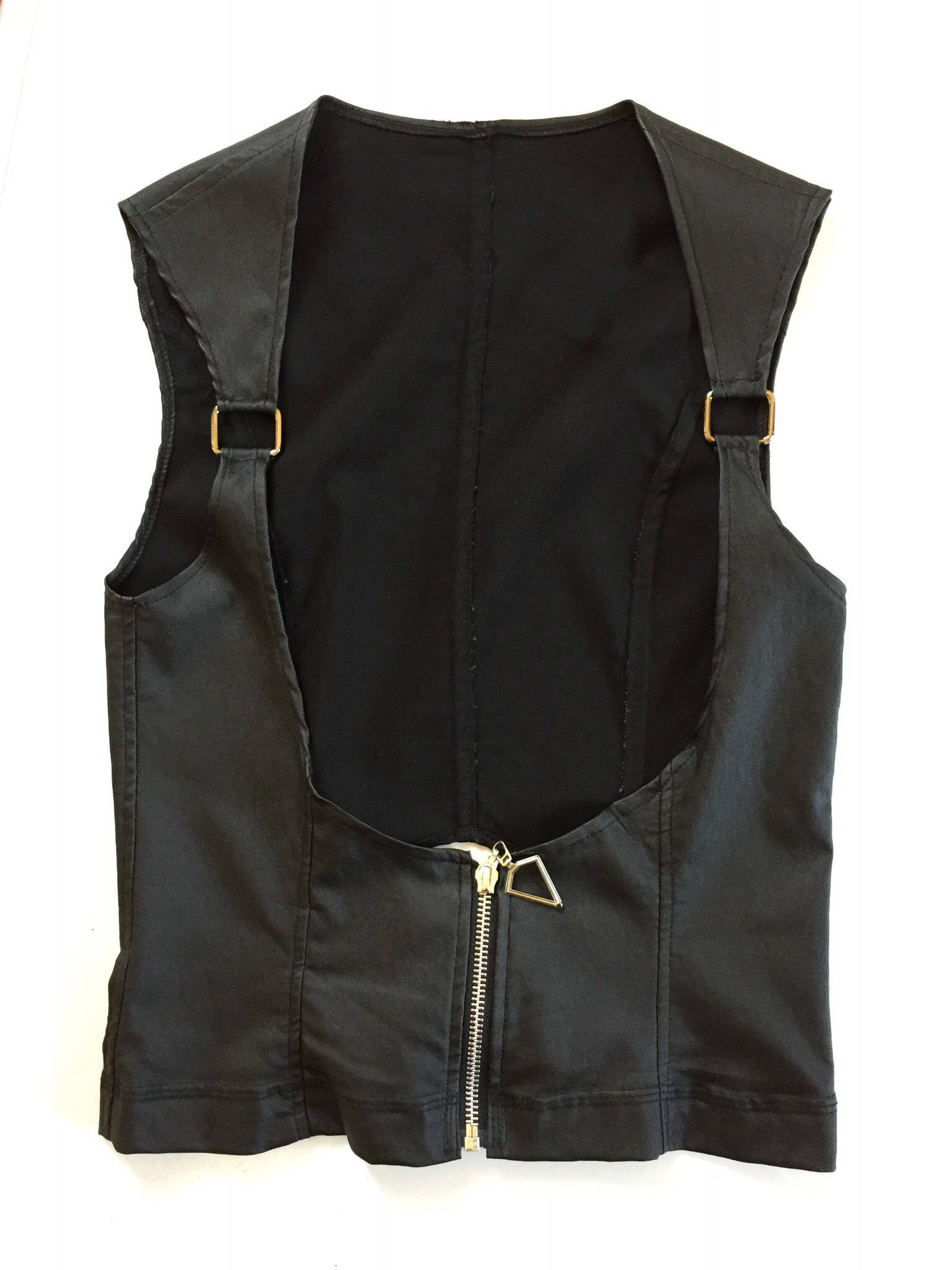 Black Leather-look Underbust Zipped Waistcoat Vest Handmade - Etsy