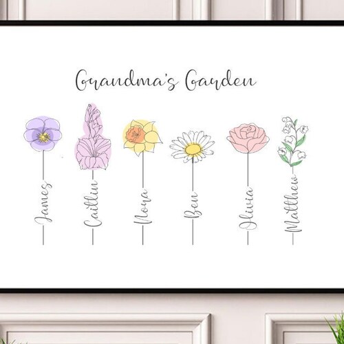 Grandma's Garden Flowers With Names in Stems Personalized Etsy