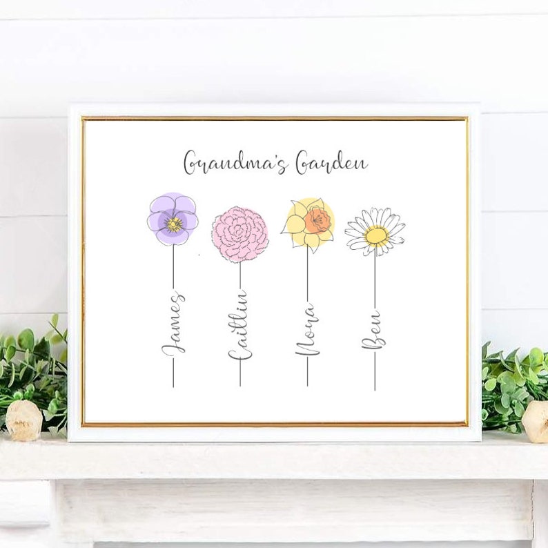 Grandma's Garden Flowers With Names in Stems Personalized Etsy