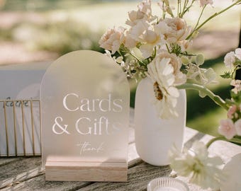 Cards & Gifts Arch Table Sign | Gift and Cards Sign | Modern Script Acrylic Wedding Sign | Favors Signs | Wedding TableTop Signs