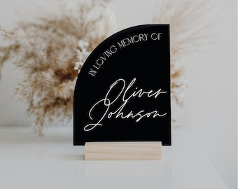 In Loving Memory Table Sign | In Memory Wedding Sign | Modern Script Acrylic Wedding Sign | Hashtag Signs | Wedding TableTop Signs