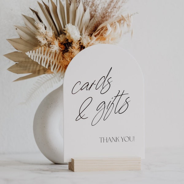 Cards & Gifts Arch Table Sign | Gift and Cards Sign | Modern Script Acrylic Wedding Sign | Favors Signs | Wedding TableTop Signs