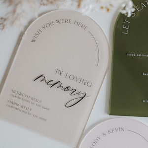 In Loving Memory Table Sign In Memory Wedding Sign Modern Script Acrylic Wedding Sign Hashtag Signs Wedding TableTop Signs image 2