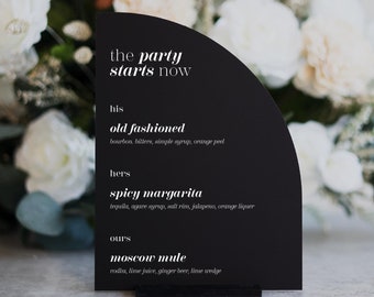 Custom Signature Drinks Acrylic  Sign, Wedding Cocktail Menu Sign, Modern Minimalist Bar Menu, Wedding Reception Decor