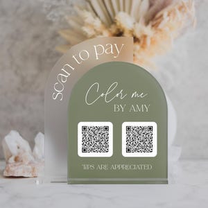 Double Arch QR Code Acrylic Display Sign - Social Media, Menu, Restaurants, More - Small Business QR Code Sign - Scan to Pay