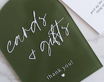 Cards & Gifts Arch Table Sign | Gift and Cards Sign | Modern Script Acrylic Wedding Sign | Favors Signs | Wedding TableTop Signs