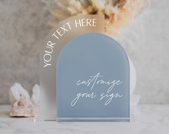 Double Arch Custom Text Acrylic Display Sign - Wedding Sign Social Media, Menu, Restaurants, More - Small Business Sign - Wedding