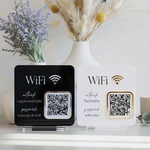 Wifi QR Code with Base - Wifi Sign - Scan for Wifi - Custom 5"x5" WiFi Sign for Guests - Custom Sign