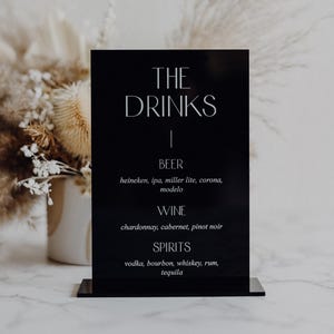 Drink Menu Sign | Minimalist Acrylic Menu Arch Sign | Wedding Menu | Restaurant Menu Sign | Customizable Wedding Menu Sign for Tables