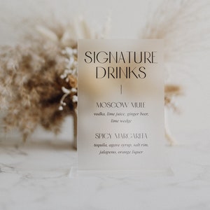 Signature Drink His & Hers Bar Menu Sign | Personalized Drinks | Custom Acrylic Bar Menu | Wedding TableTop Signs Bar Signs Drink Menu