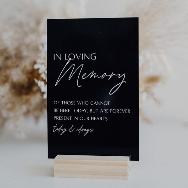 In Loving Memory Table Sign | In Memory Wedding Sign | Modern Script Acrylic Wedding Sign | Hashtag Signs | Wedding TableTop Signs