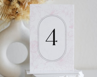 Luxe Floral Minimalist Rectangle Table Numbers - Minimalist Wedding Table Numbers - Wedding Table Numbers Acrylic - Luxe Modern Wedding