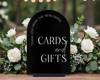 Cards & Gifts Arch Table Sign | Gift and Cards Sign | Modern Script Acrylic Wedding Sign | Favors Signs | Wedding TableTop Signs