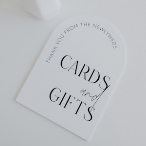Cards & Gifts Arch Table Sign | Gift and Cards Sign | Modern Script Acrylic Wedding Sign | Favors Signs | Wedding TableTop Signs