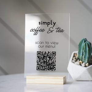 QR Code Acrylic Display Sign with Base - Social Media, Menu, Restaurants, More - Small Business QR Code Sign Multiple Designs - Scan to Pay